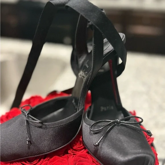 Christian Louboutin Black Satin Heels